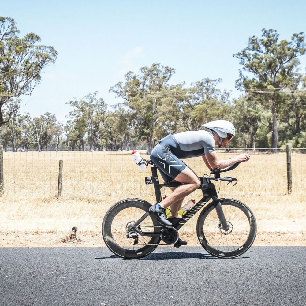 Tim White on the bike leg at Ironman WA