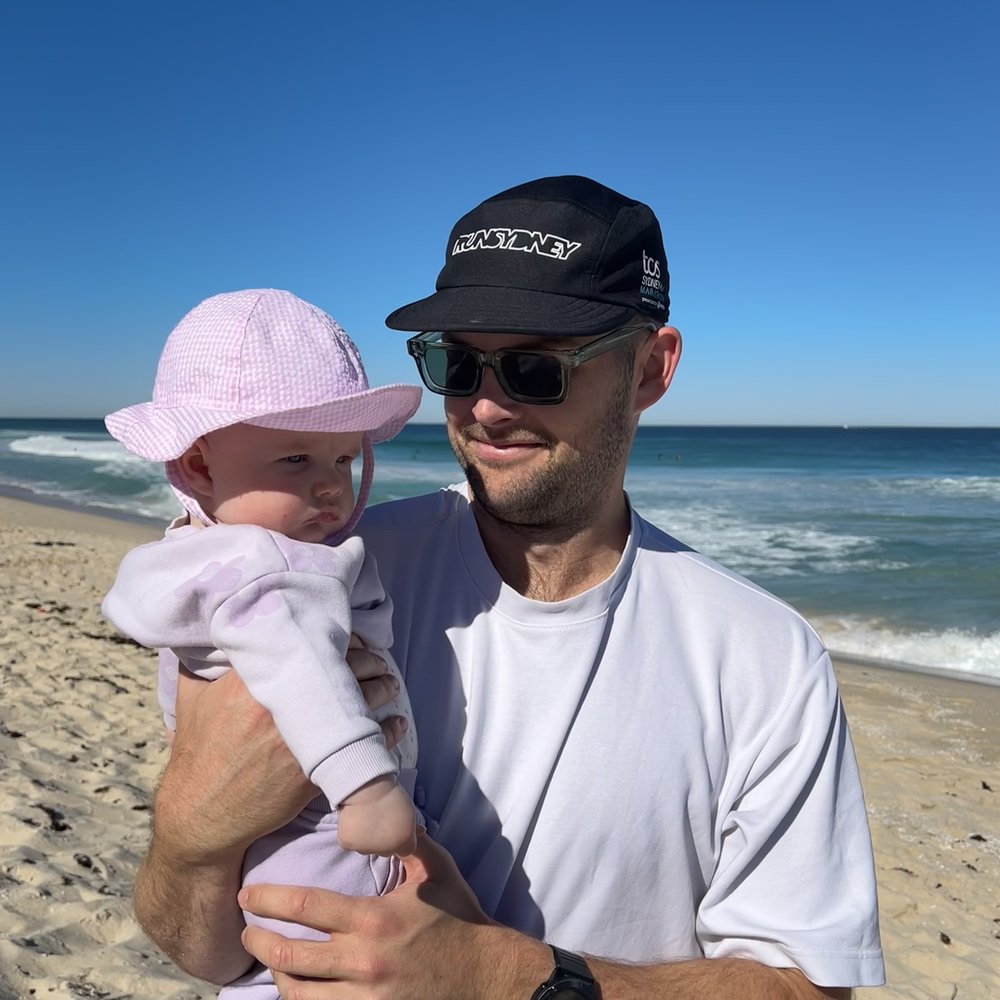 Tim White and his daughter at Scarborough Beach